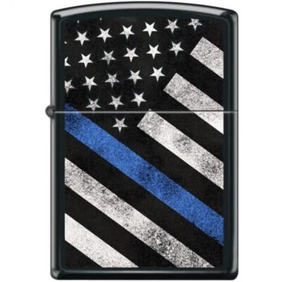 Encendedor Zippo - Bandera con delgada línea azul negro mate - 854417 Foto 1 de 4