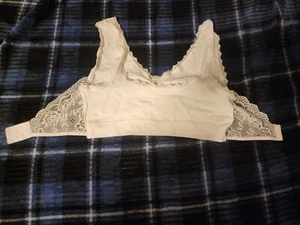 Bralette weiß Spitze Bügel BH Gr. Large Sport BH ungepolstert - Bild 1 von 5