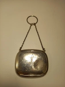 Sterling Silver S&Co Powder Compact Antique Birmingham 1916 on Finger Chain - Picture 1 of 7