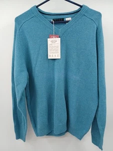 BEST De La Redoute V Neck Lambswool Jumper Blue Size L - Picture 1 of 7