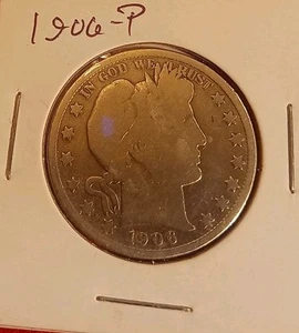 1906 P Barber Half Dollar 90% Silver Coin AI Naturalish Philly Babs - Picture 1 of 5