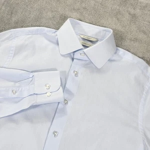 Suitsupply Camicia Uomo 39 Blu Chiaro Extra Slim Fit Abito Formale Cotone Egiziano - Foto 1 di 15