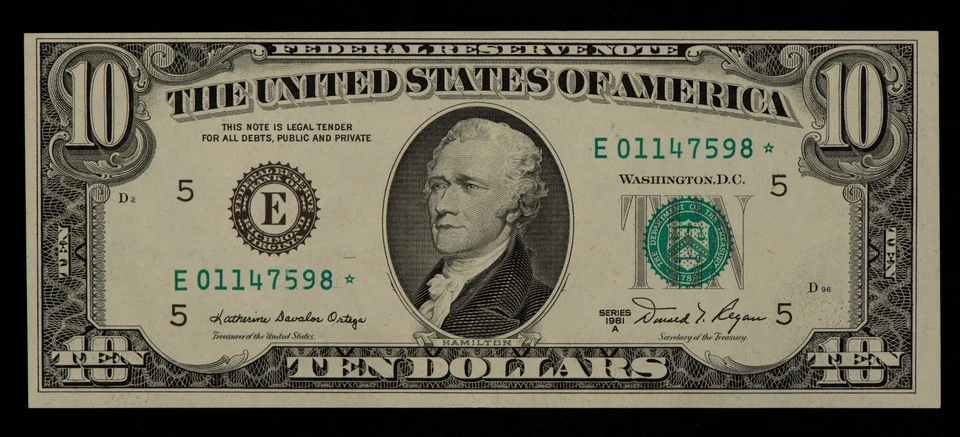 FR 2026-E* $10 1981 A Federal Reserve Note US - Star Note - VF/XF - SKU-CA1389 - Image 1 of 2