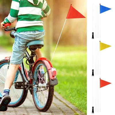 Reflective Bike Safety Flag With Fiberglass Pole - Bicycle Trailer Safety Flag  - Image 1 of 4