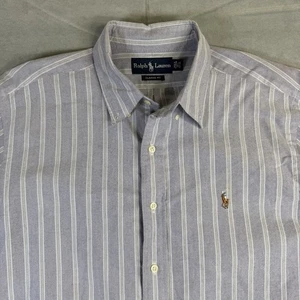 Camisa Ralph Lauren Oxford Para Hombre 16.5x32/33 Azul Rayas Calce Clásico Carne Poni - Imagen 1 de 6
