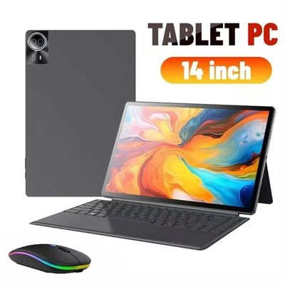 New 14 Inch tablet PC 20G+1TB ROM Android 14 Wifi 5G/4G Dual SIM Bundle Keyboard - Image 1 of 4
