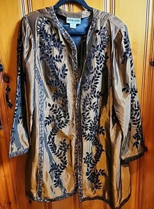 Victor Costa XL/1X Vintage Evening Coat/Jacket-Copper w Black Leaf Eyelet - Picture 1 of 5