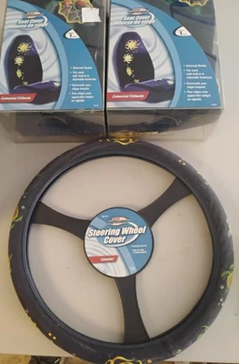 New Celestial Auto pair Seat covers & Steering Wheel Cover ,car truck moon,sun - Image 1 of 4