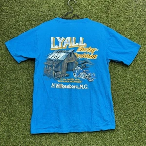 Vintage Harley Davidson Shirt Mens Large Single Stitch Blue USA Y2K Henley 90s - Picture 1 of 11