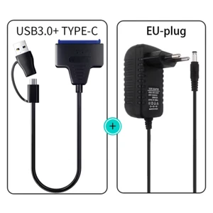 USB 3.0 to SATA/Type-C Adapter for 2.5"/3.5" SSD HDD + 12V EU Plug - Bild 1 von 6