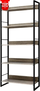 5-Tier Metal Bookshelf Corner Display Storage Rack 159cm Black Sturdy Base - Picture 1 of 12