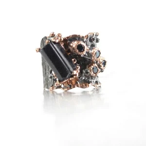 Ring 925 Silber Edelsteine schwarzer Turmalin - Bild 1 von 2