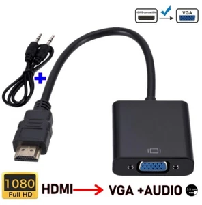HDMI VGA ADAPTATEUR VIDEO CONVERTISSEUR 1080P HDMI MALE VERS VGA FEMELLE - Bild 1 von 3