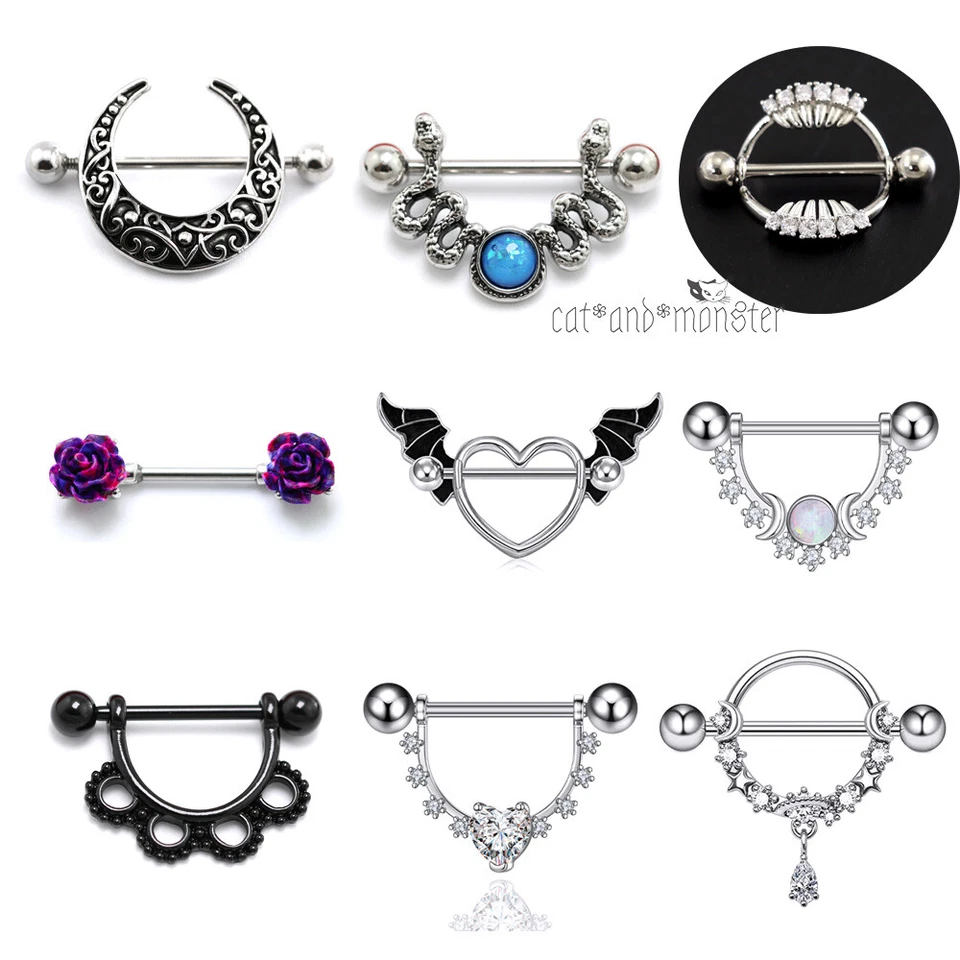 Punk Gem Opal Dangle Sexy Nipple Shield Nipple Ring Bar Barbell Body Piercing Foto 1 de 1