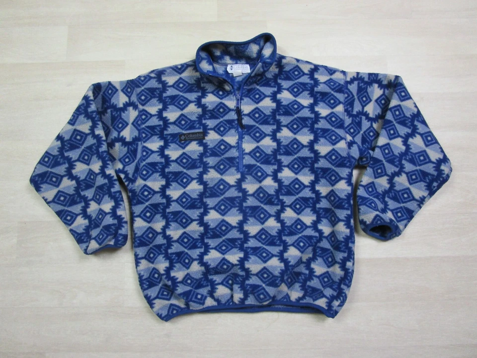 Vintage 90s Columbia Southwest Aztec Fleece Pullover Jacket Womens L Made in USA - Image 1 of 4