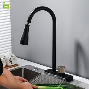 Waterfall  Kitchen Faucet Cold Hot Brass Single Hole Tap With Temperature Scale