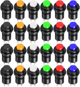 24Pcs 12Mm Latching Push Button Switch SPST On/Off AC 250V/1.5A 125V/3A, Lockabl - Picture 1 of 12