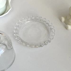 Clear Glass Plate with Beads, Round Plate Candle Plate, Pillar Candle Holder - Picture 1 of 9