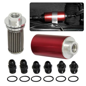 Universal AN6 AN8 AN10 100 micron Billet Aluminum 58mm Inline Fuel Filter - Picture 1 of 10