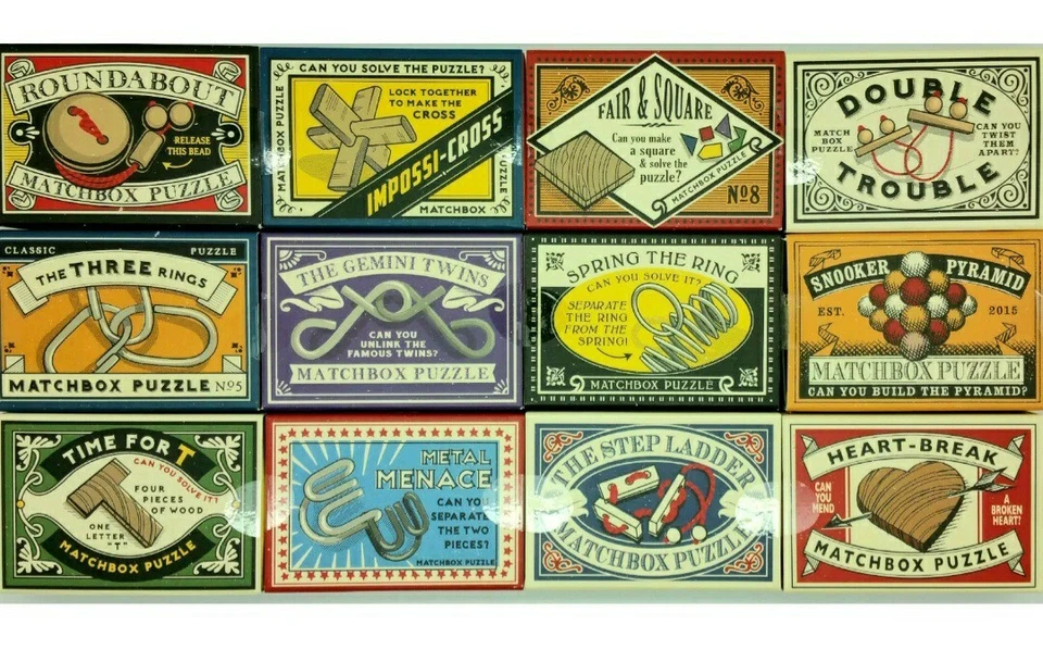 TRANS PACIFIC LTD Matchbox Puzzles Spiel Klein Holz & Metall traditioneller Brainteaser ideales Geschenk