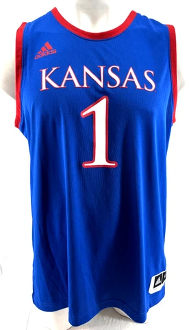 University of Kansas KU Jayhawks Adidas #1 Blue Athletic Tank Jersey Men's XL Cover