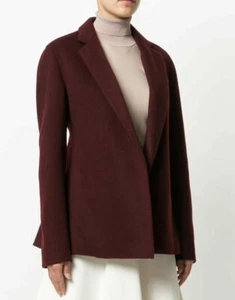 NEW Theory Pleated Back Wool & Cashmere Blend Jacket in Burgendy - Size 2 #SJ062 - Picture 1 of 7