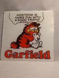Specchio Vetro Carnevale Garfield Vintage ~ 6x6 "Buoni Amici" Ottime Condizioni - Foto 1 di 13