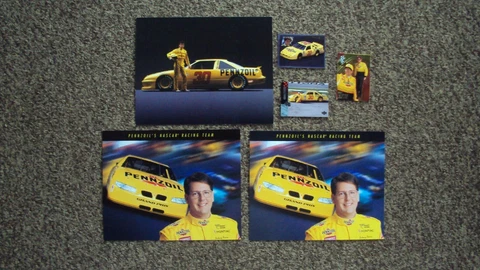 Lot of 6 diff - Johnny Benson & Michael Waltrip #30 " PENNZOIL " NASCAR POSTCARD Cover