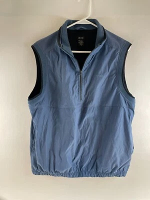 Colete IZOD masculino tamanho médio azul sem mangas 1/4 zíper pulôver logotipo bainha elástica - Imagem 1 de 4