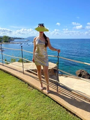 Kleid Gold Glitzer Gr. 36 Hochzeit Gast Pailletten - Bild 1 von 4