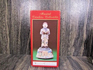 Vintage 1990's Windsor Collection Musical Christmas Boy Caroler Resin Statue - Picture 1 of 12