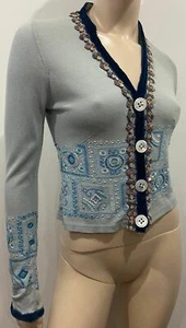 VOYAGE INVEST IN THE ORIGINAL cardigan vintage mélange coton bleu pâle bleu pâle S - Photo 1 sur 11