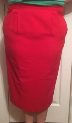Vintage Women’s CGNY Red 1980s Pencil Pleated Skirt Made In USA - Image 1 of 4