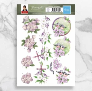 Couture 3D Diecut Decoupage A4 Pushout Kit Jeanine's Art - Violet Birds Purple - Picture 1 of 1