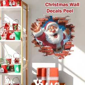 2 adesivi murali natalizi da parete cartone animato Babbo Natale stanza sfondo❀ - Foto 1 di 13