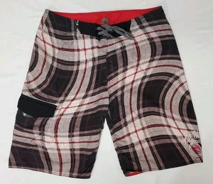Rip Curl Board Shorts Swim Trunks Mens Size 36 Brown Red Quick Dry Beach Surf - Picture 1 of 10