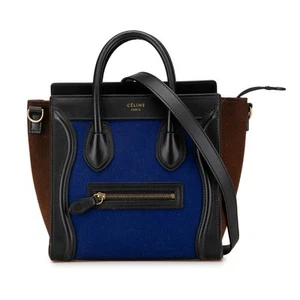 CELINE Luggage Nano Shopper Tricolor Handtasche Schultertasche 2WAY Blau Braun - Bild 1 von 13