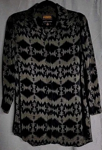 Pendleton Portland Collection Silk Button Shirt Womens Sz S Black Sonora - Picture 1 of 6