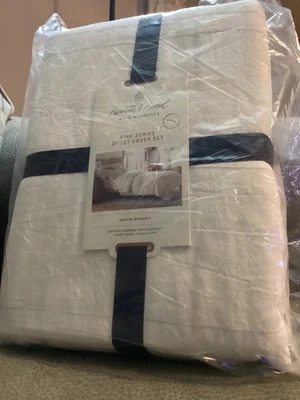 3pc Fine Stripe Duvet & Sham Set - Hearth & Hand King - Image 1 of 2