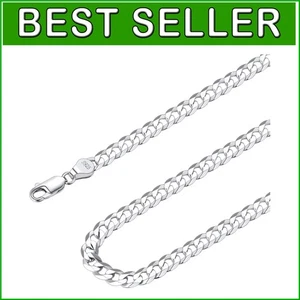Modische kubanische Gliederkette Halskette in massivem Sterlingsilber - Geschenk für alle - Bild 1 von 10