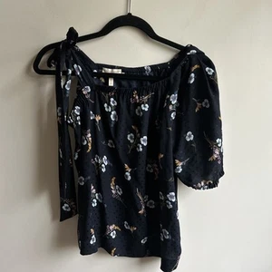 Rebecca Taylor One Shoulder Blue Floral Print 100% Silk Top Blouse Sz 2 - Picture 1 of 19