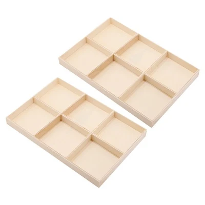 2 Pcs Wooden Box With Multi Compartments For Pendant Storage Jewelry Organizer - Image 1 of 4