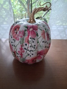 Kürbis, Decoupage, rosa geblümt - Bild 1 von 1