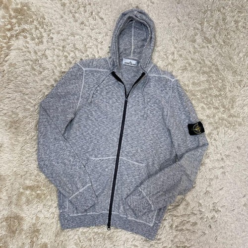 Stone Island Uomo L Cappuccio Zip Felpa Grigio L Edizione Limitata Raro Modello U