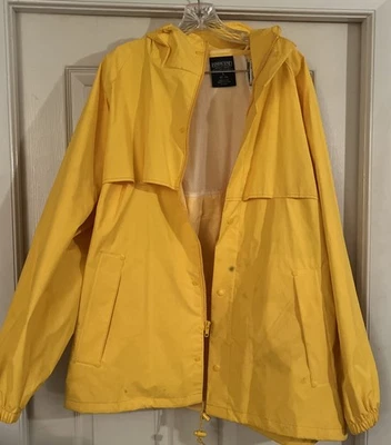 Lands' End Unisex Waterproof Hooded Rain Jacket Yellow Size Large 42-44 - Image 1 of 4