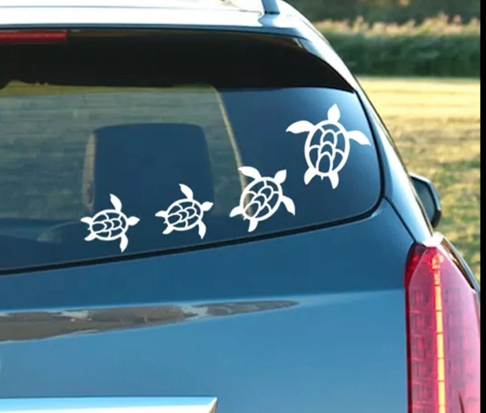 "Calcomanías Four Sea Turtles 3"" - Ventanas de coche baño, portátil, tableta vaso espejo" Foto 1 de 1