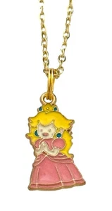 Super Mario Princess Peach Themed Metal Pendant Necklace Video Game Fan Jewelry - Picture 1 of 1