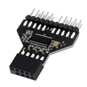 USB2.0 9Pin Splitter Mainboard Female 1 To 2 Male Extension Adapter USB HUB - Afbeelding 1 van 11
