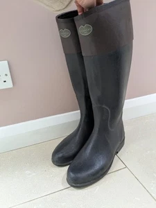 Le Chameau Women's Riding Welly Boots Brown Black Size 7 /41 - Picture 1 of 10