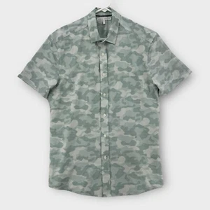 Vince Camuto Shirt Mens Medium Camouflage Button Up Green Polyester Stretch - Picture 1 of 6